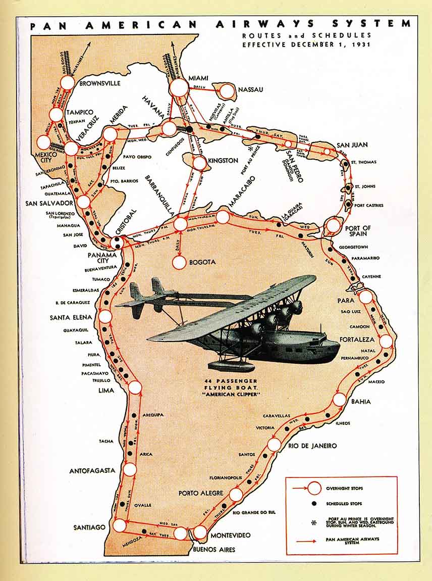Numbers Tell the Story, Map of Pan Am routes in Latin America