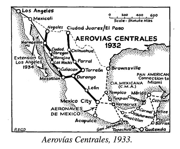 R.E.G. Davies Map of Aerovias Centrales (Banning/PAHF Collection)