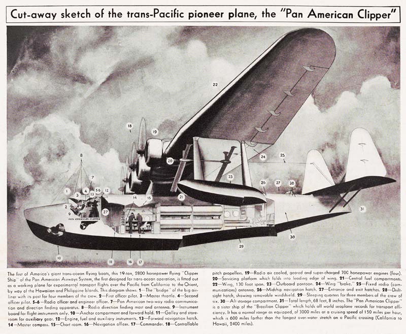 Cut-away sketch of S-42 Pan American Clipper (University of Miami Special Collections)