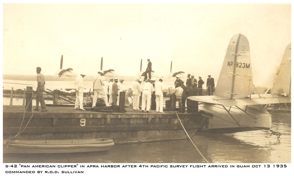 Pan Am®体彩168飞艇官方入口网站 s-42 arrival at Guam, Sumay Cove ,Oct. 1935