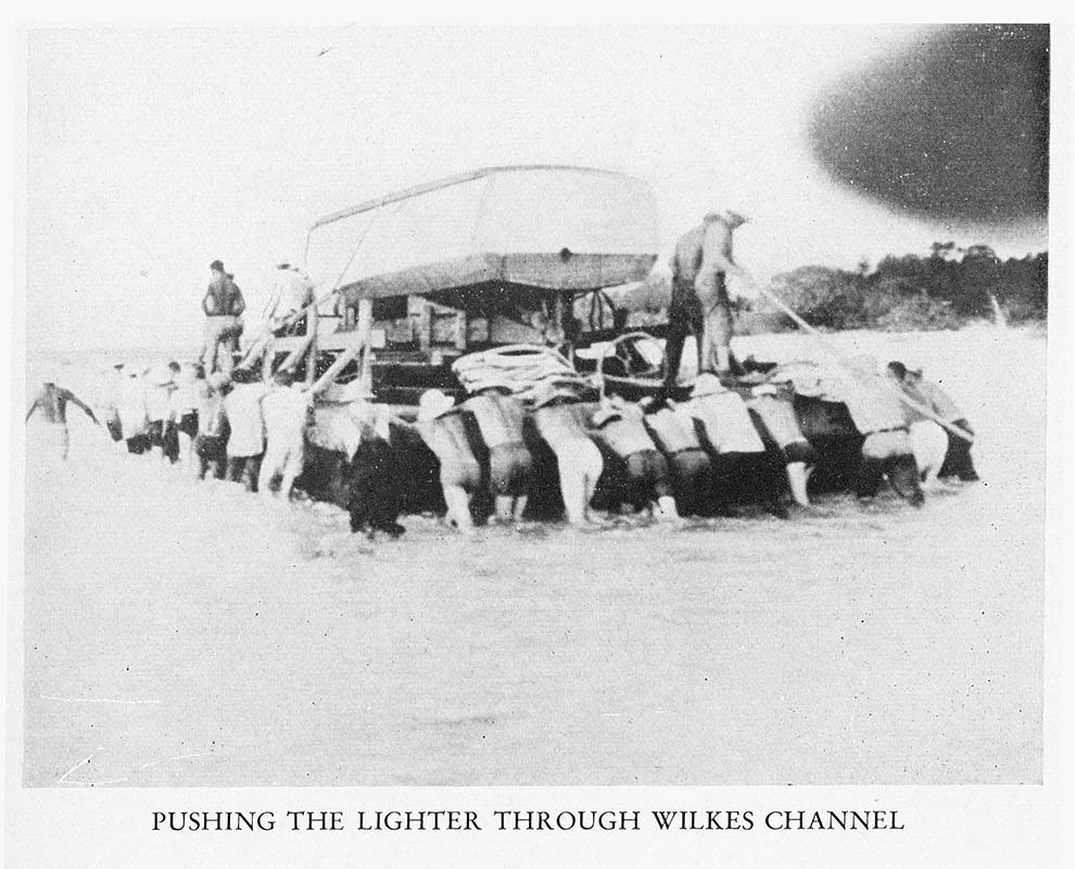 GROOCH SKYWAY TO ASIA 1935 PUSHING THE LIGHTER THROUGH WILKES CHANNEL GROOCH SKYWAY TO ASIA 1935 