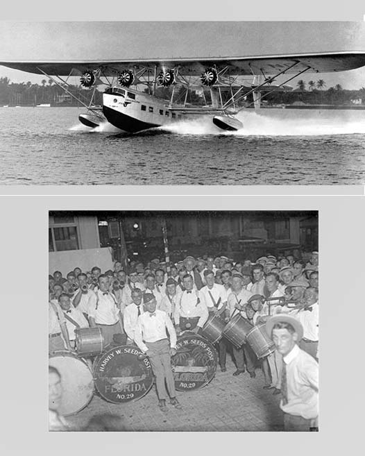 Photomontage" Pan Am Sikorsky S-40 American Clipper (PAHF Collection) and Harvey Seeds Band (Miami Dade Public Library Collection