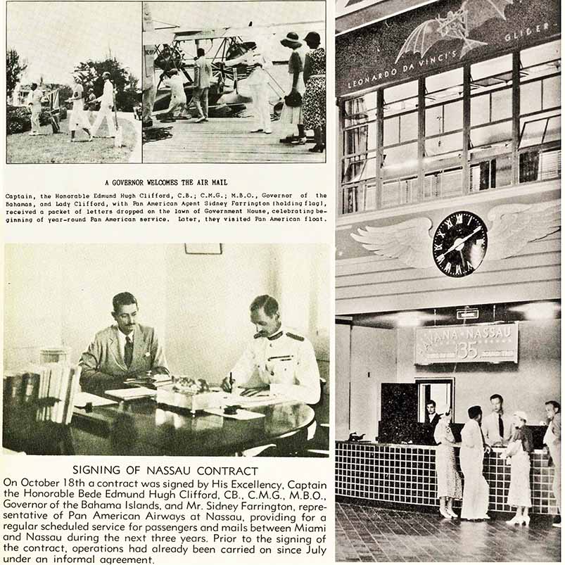 Nassau Governor Welcomes Mail Signing of the Contract October 1932 Ticket Counter at Dinner Key Terminal rsz