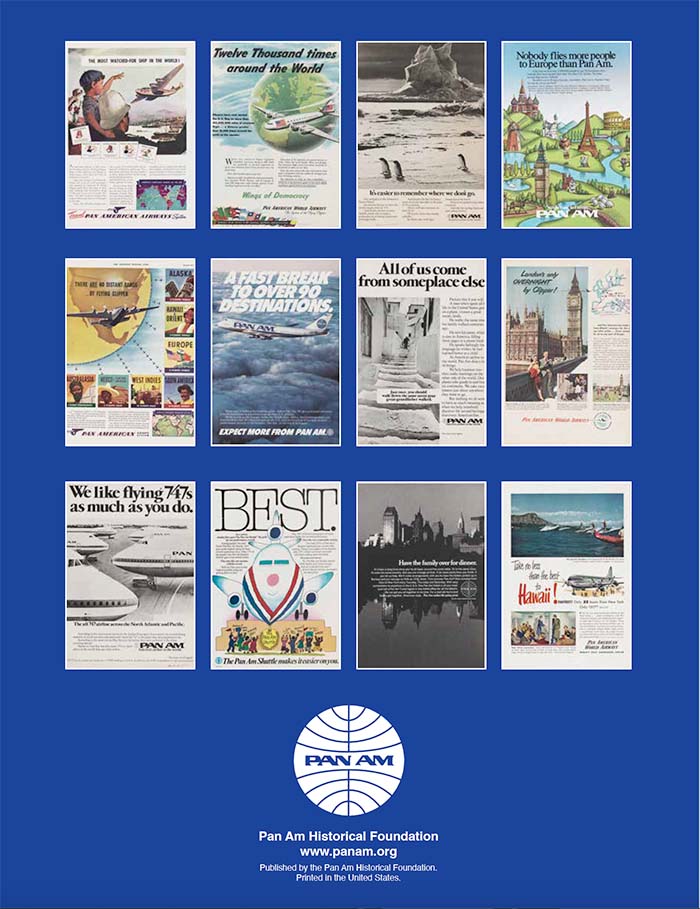 Pan Am 2026 Calendar back cover features Pan Am Ads from the Duke University Collections