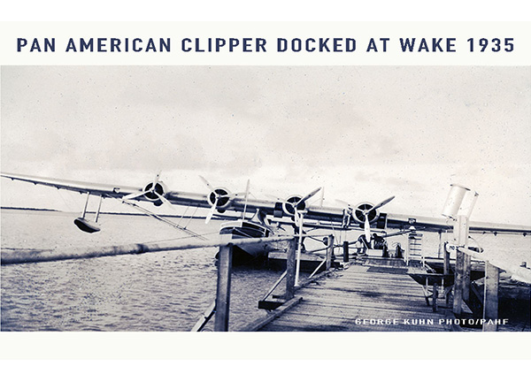 S-42 Pan American Clipper at Wake, 1935 survey flight. Photo by George Kuhn, PAHF Collection