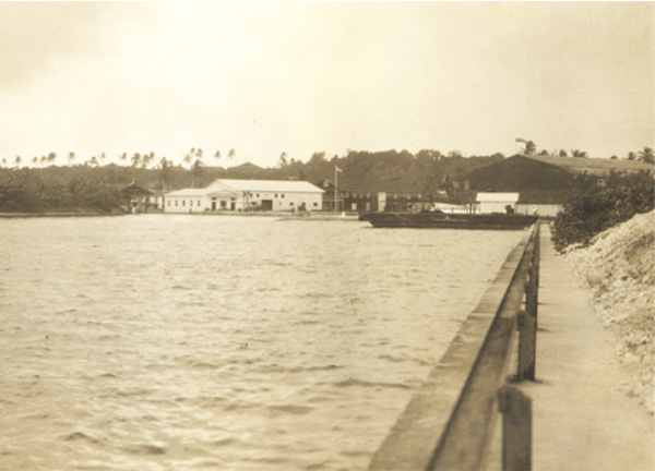 Sumay cove slip and Pan Am refurbished buildings at Guam Oct. 1935 ROD Sullivan PAHF Collection blog